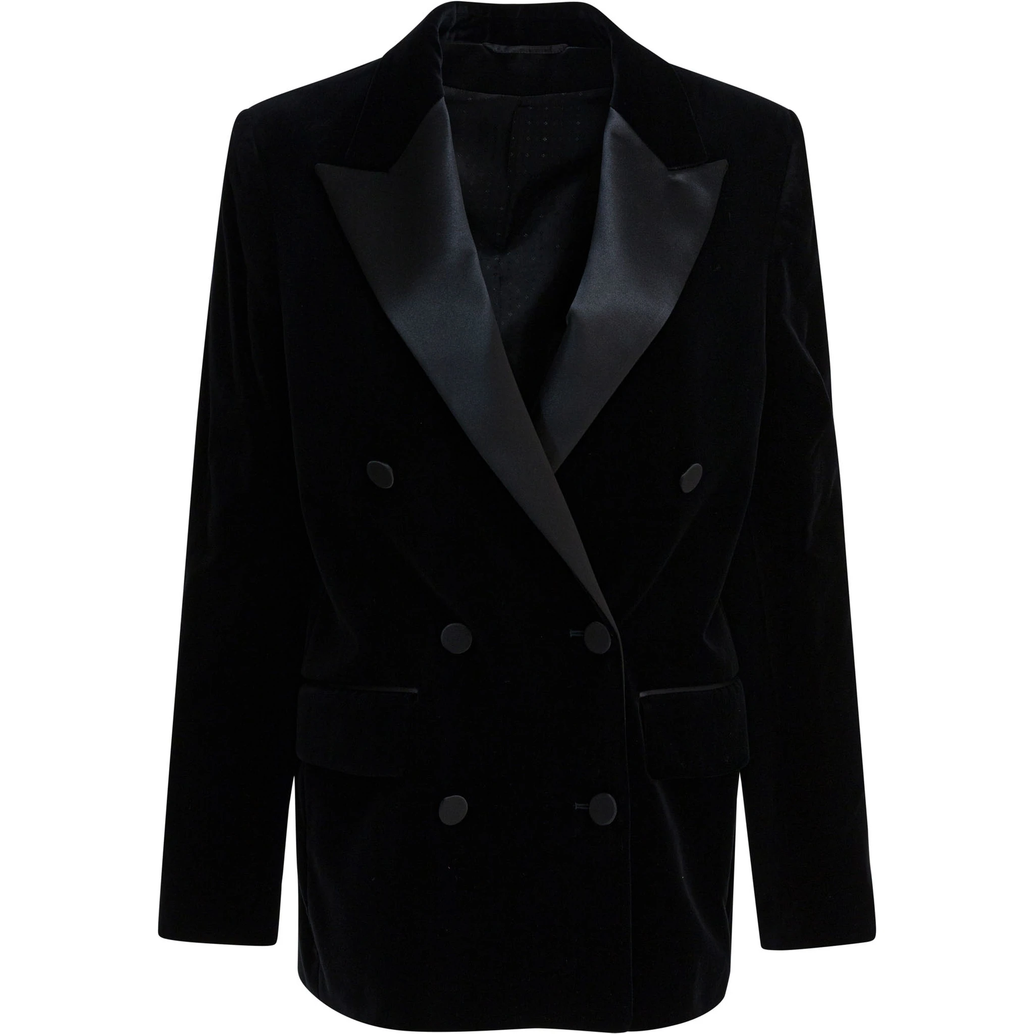 Velvet and satin double-breasted blazer