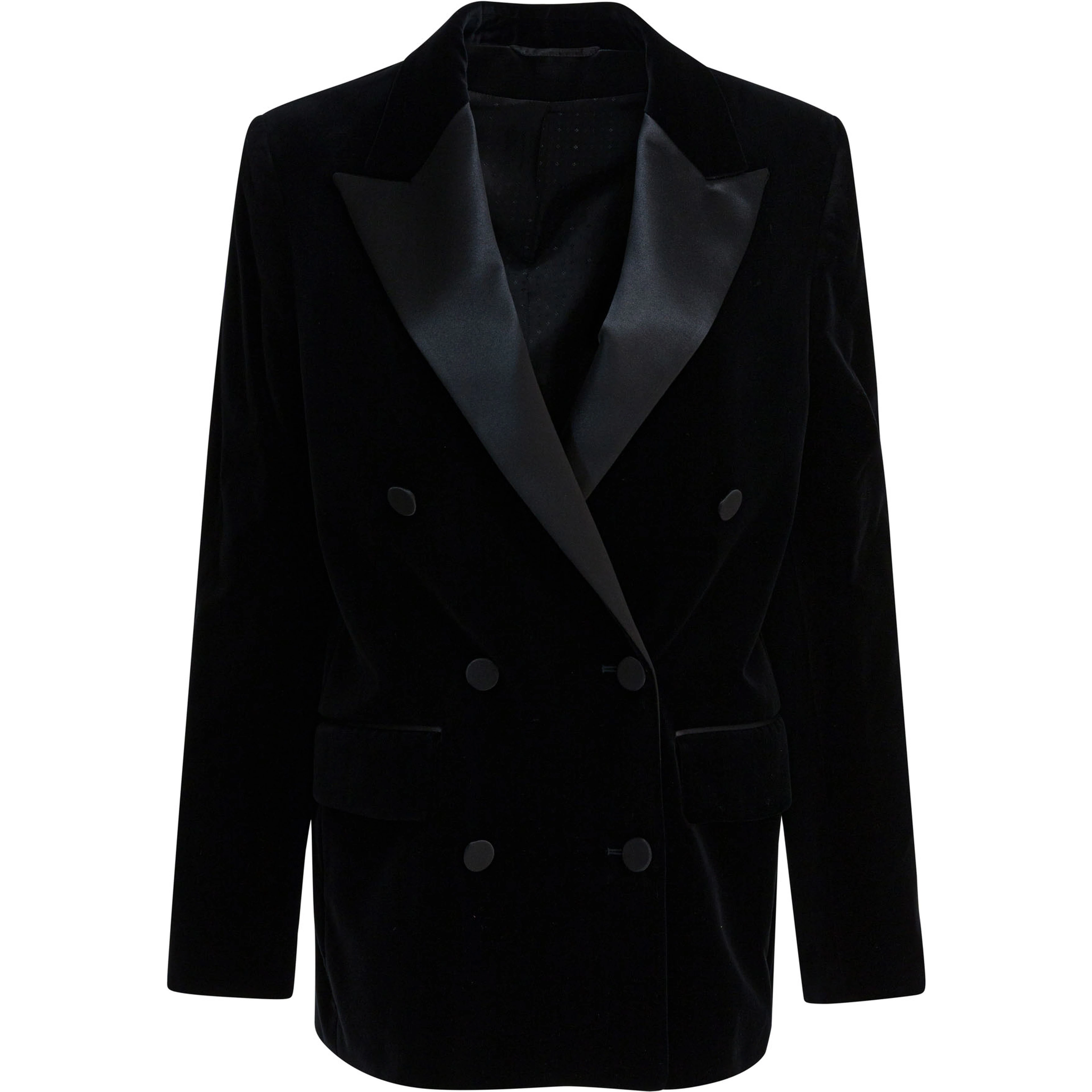 Velvet and satin double-breasted blazer