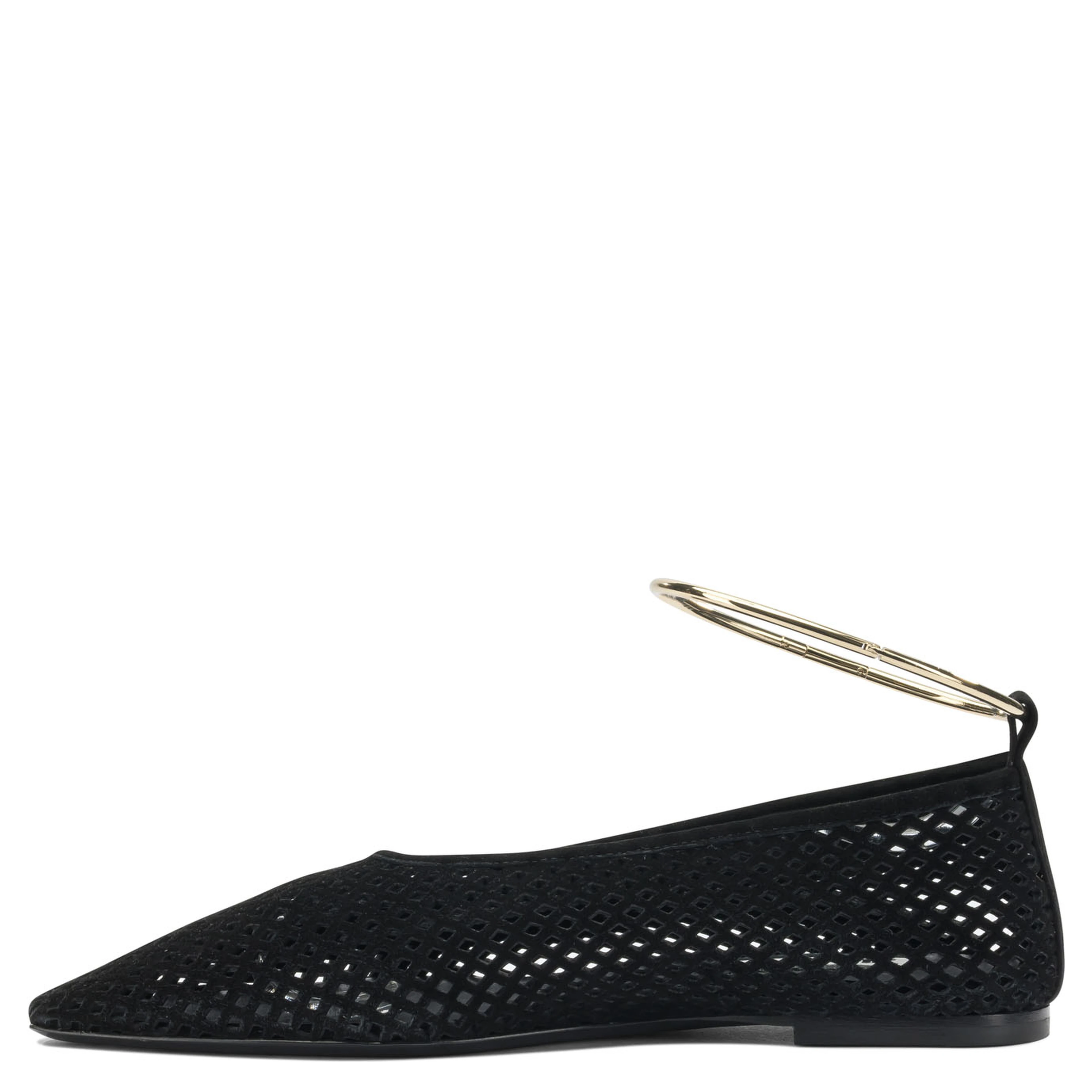 Suede perforated ballet flats