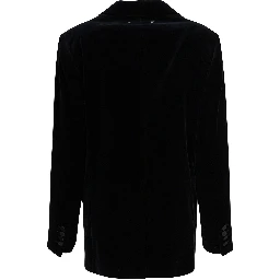 Velvet and satin double-breasted blazer