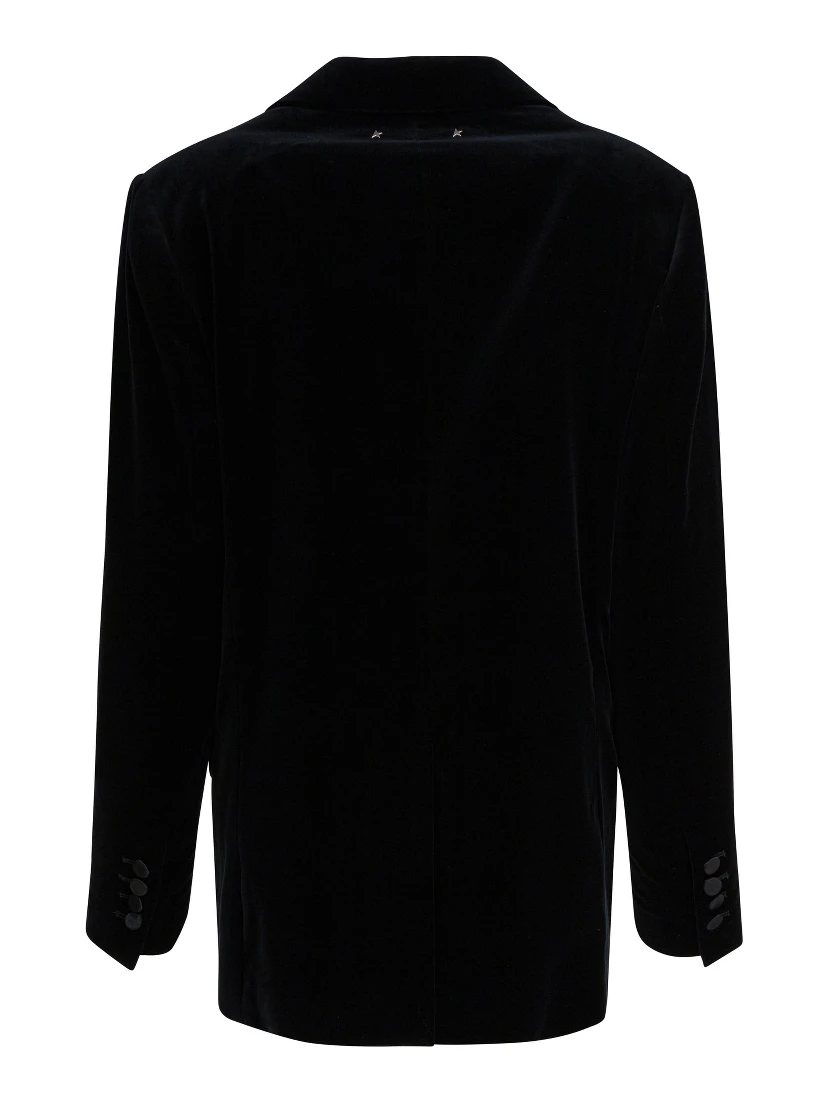Velvet and satin double-breasted blazer
