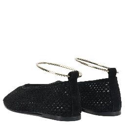 Suede perforated ballet flats