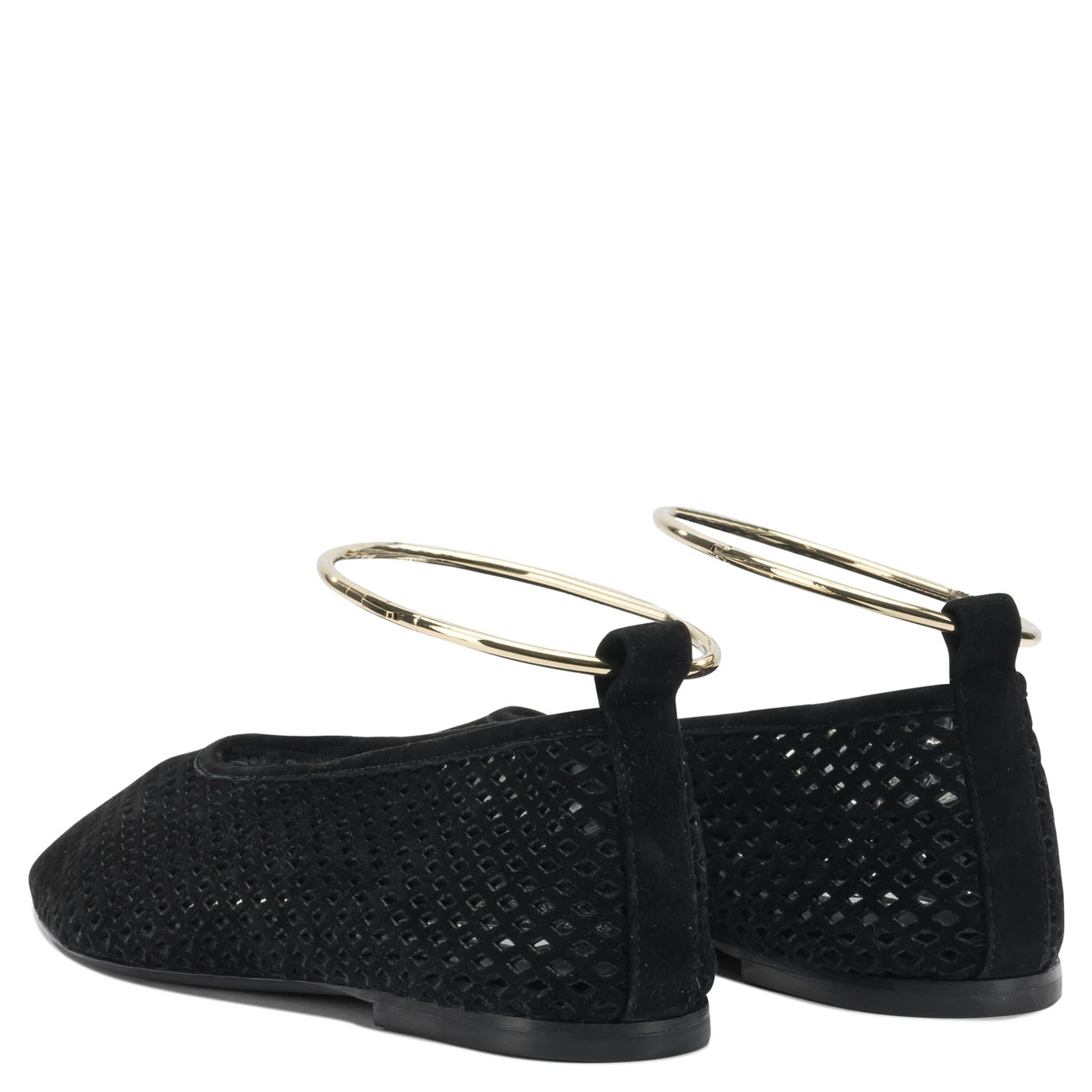 Suede perforated ballet flats