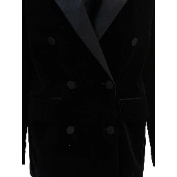 Velvet and satin double-breasted blazer