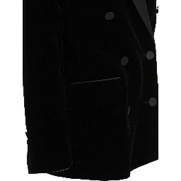 Velvet and satin double-breasted blazer