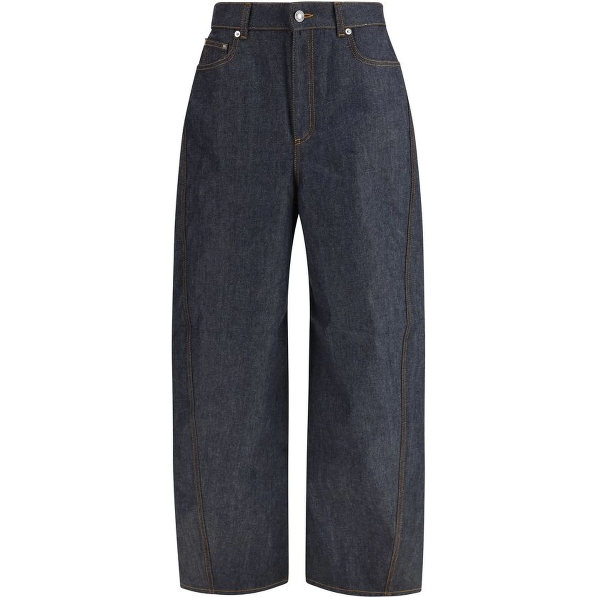 Blue Cotton Casual Pants