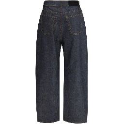 Blue Cotton Casual Pants
