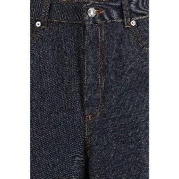 Blue Cotton Casual Pants