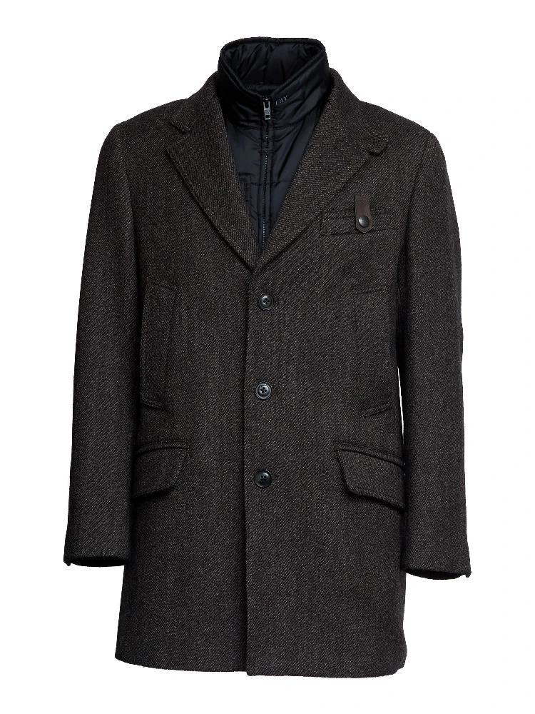 Cappotto Driving Double In Lana Diagonale