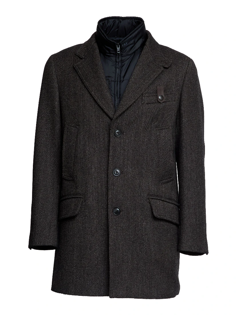 Cappotto Driving Double In Lana Diagonale