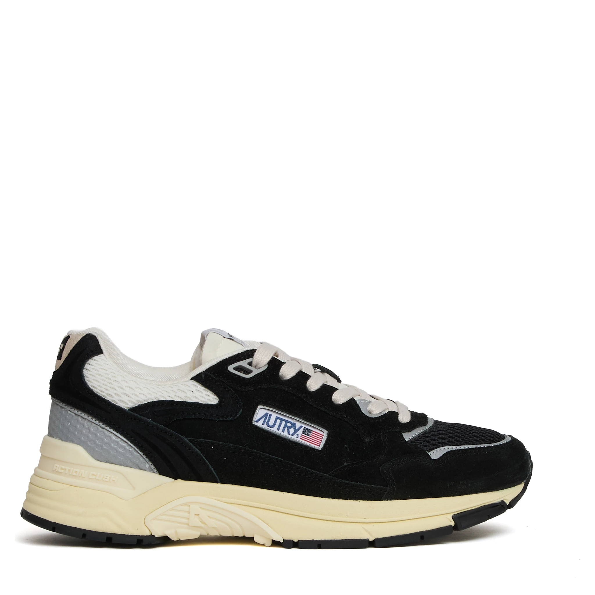 Sneakers Hyperway In Mesh E Suede Nero, Argento