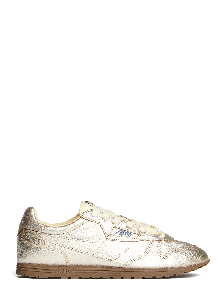Sneakers Windspin Low In Pelle Laminata Platino, Ivory
