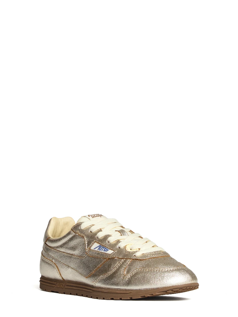 Sneakers Windspin Low In Pelle Laminata Platino, Ivory