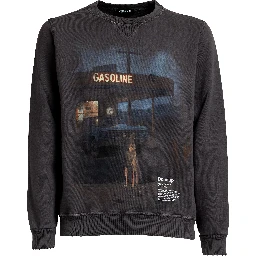 Felpa Girocollo Nera Con Stampa