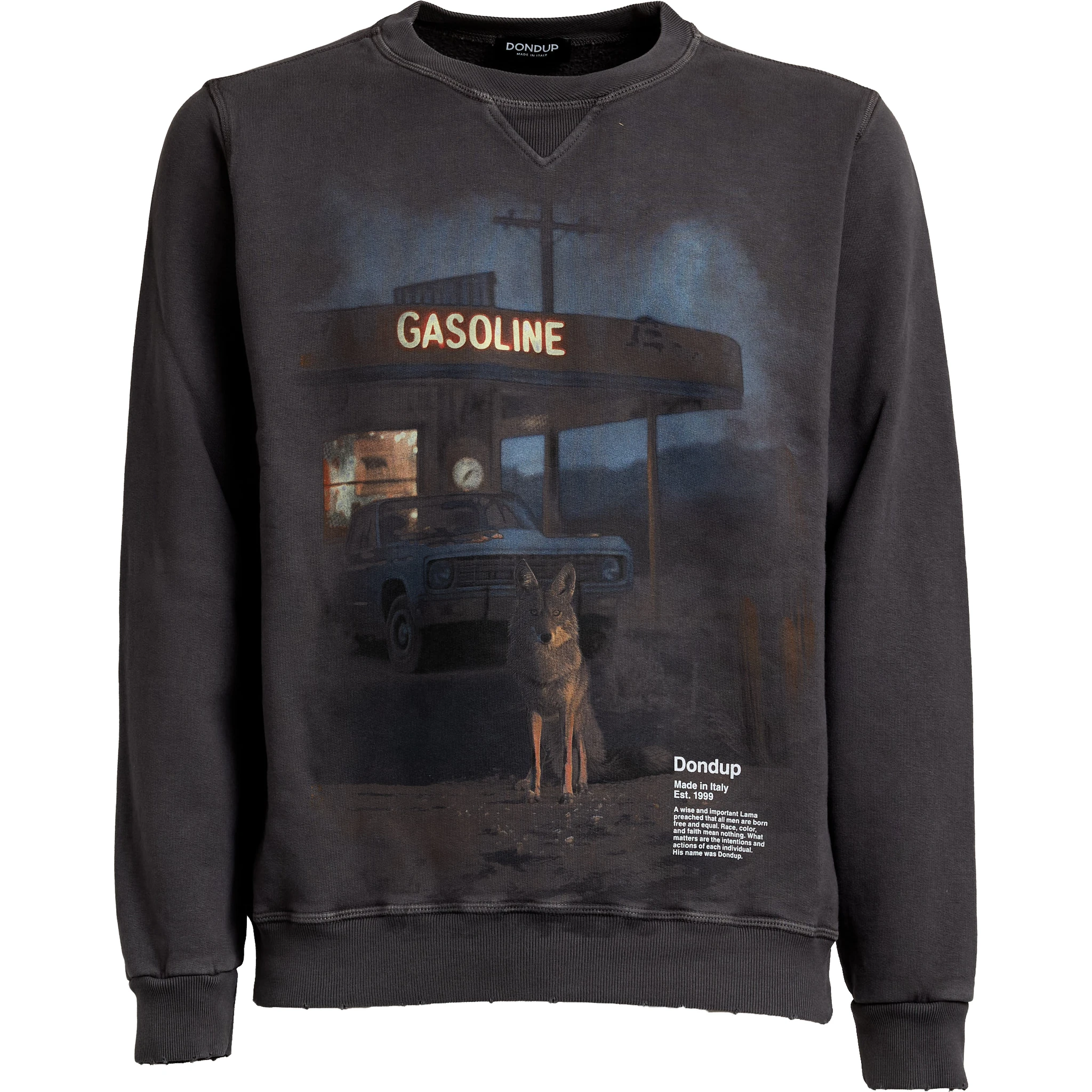 Felpa Girocollo Nera Con Stampa