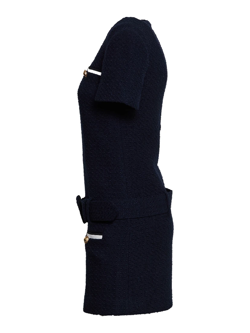 Navy Boucle Mini Dress