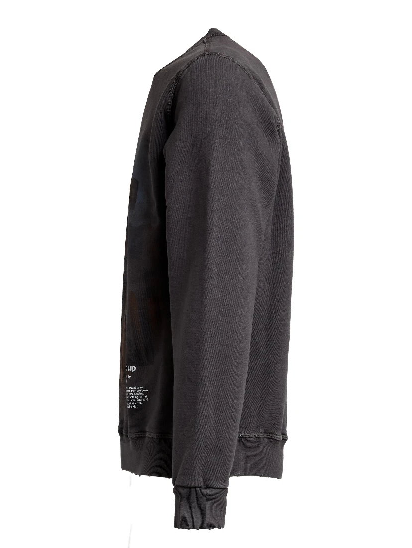 Felpa Girocollo Nera Con Stampa