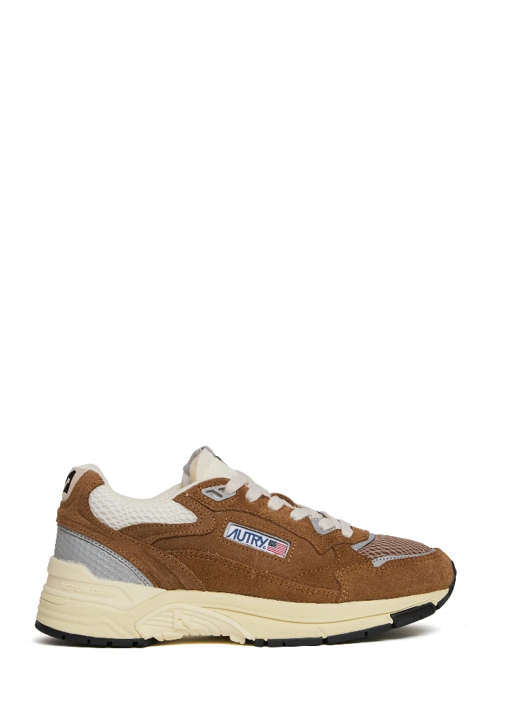Sneakers Hyperway In Mesh E Suede Cigar, Argento