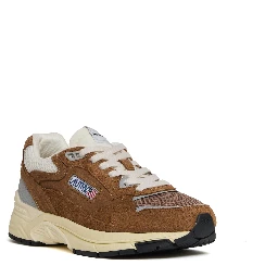 Sneakers Hyperway In Mesh E Suede Cigar, Argento