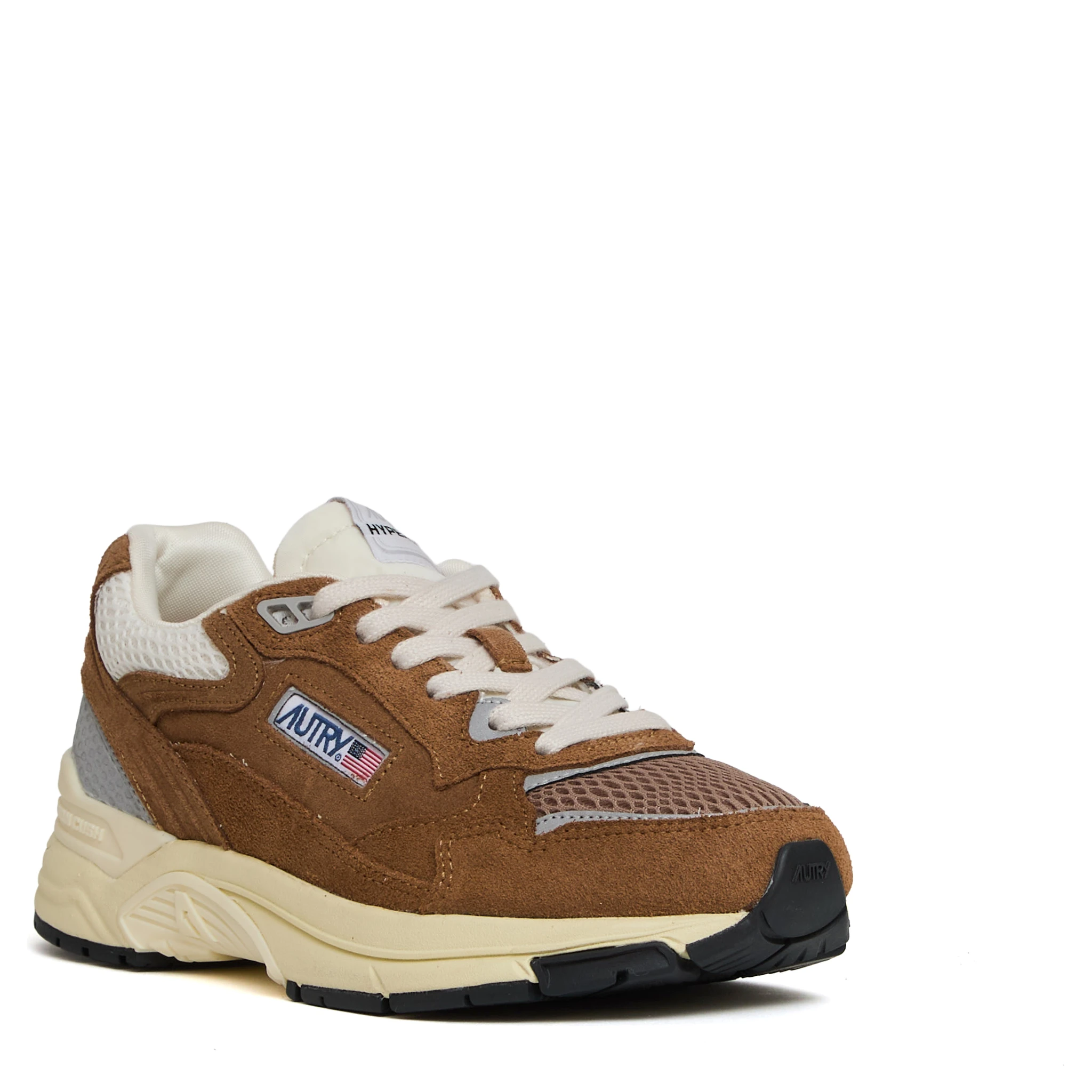 Sneakers Hyperway In Mesh E Suede Cigar, Argento