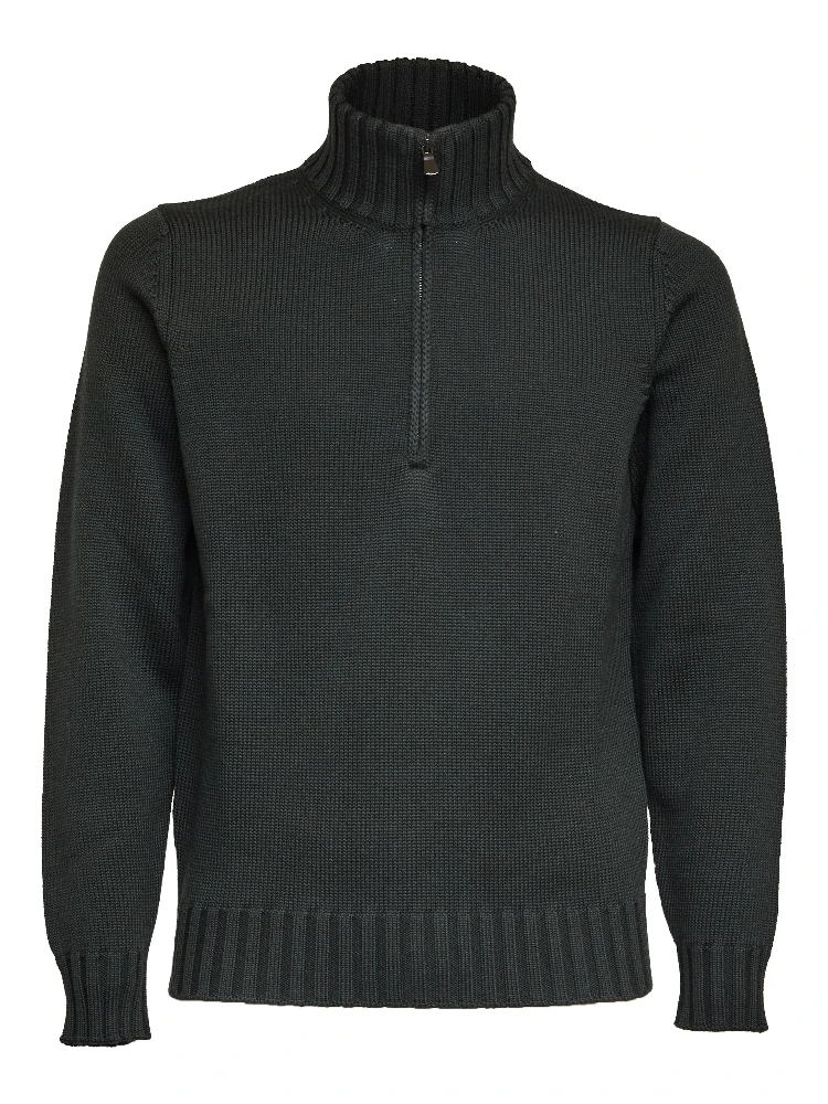 Maglia Mezza Zip In Lana Merino