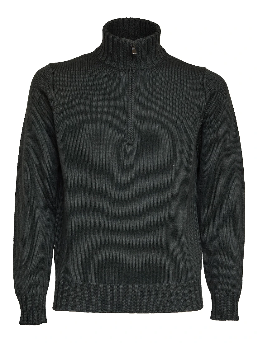 Maglia Mezza Zip In Lana Merino