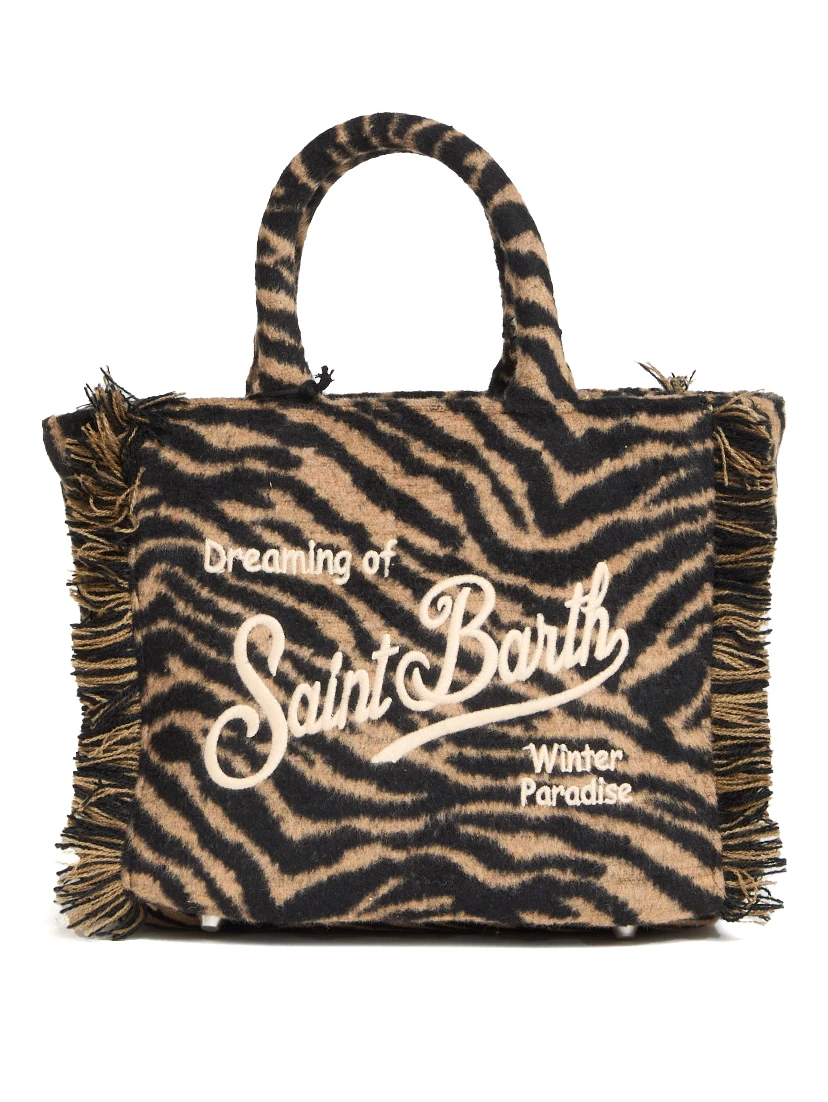 Borsa Vanity Mini In Feltro Zebrata