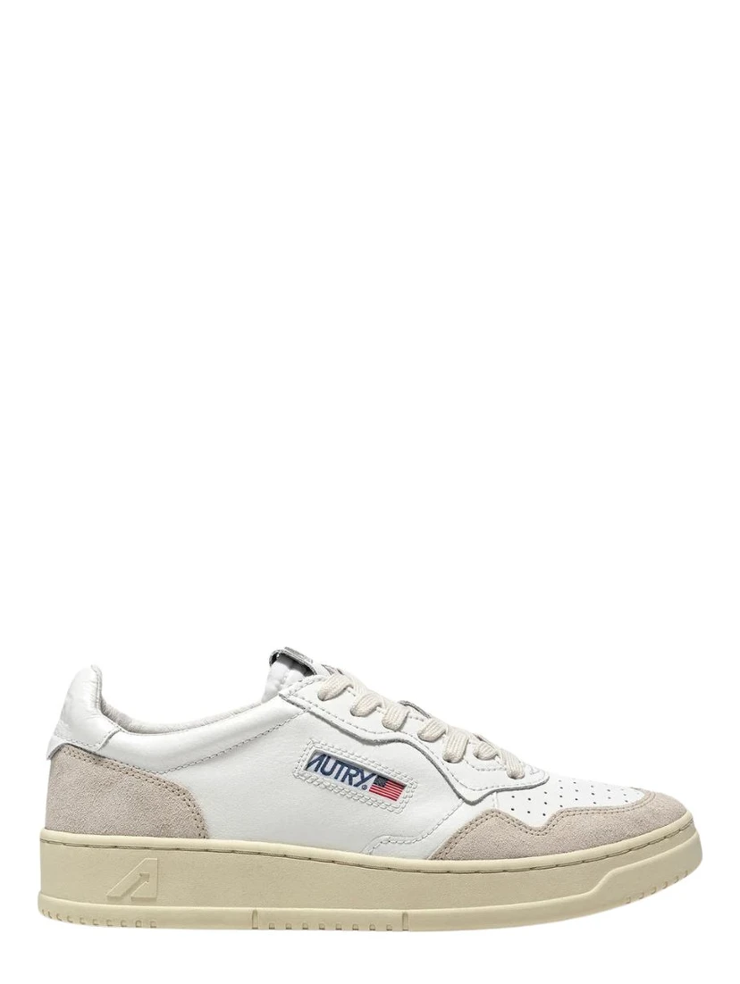 Sneakers Medalist Low In Pelle Bianca E Suede Beige
