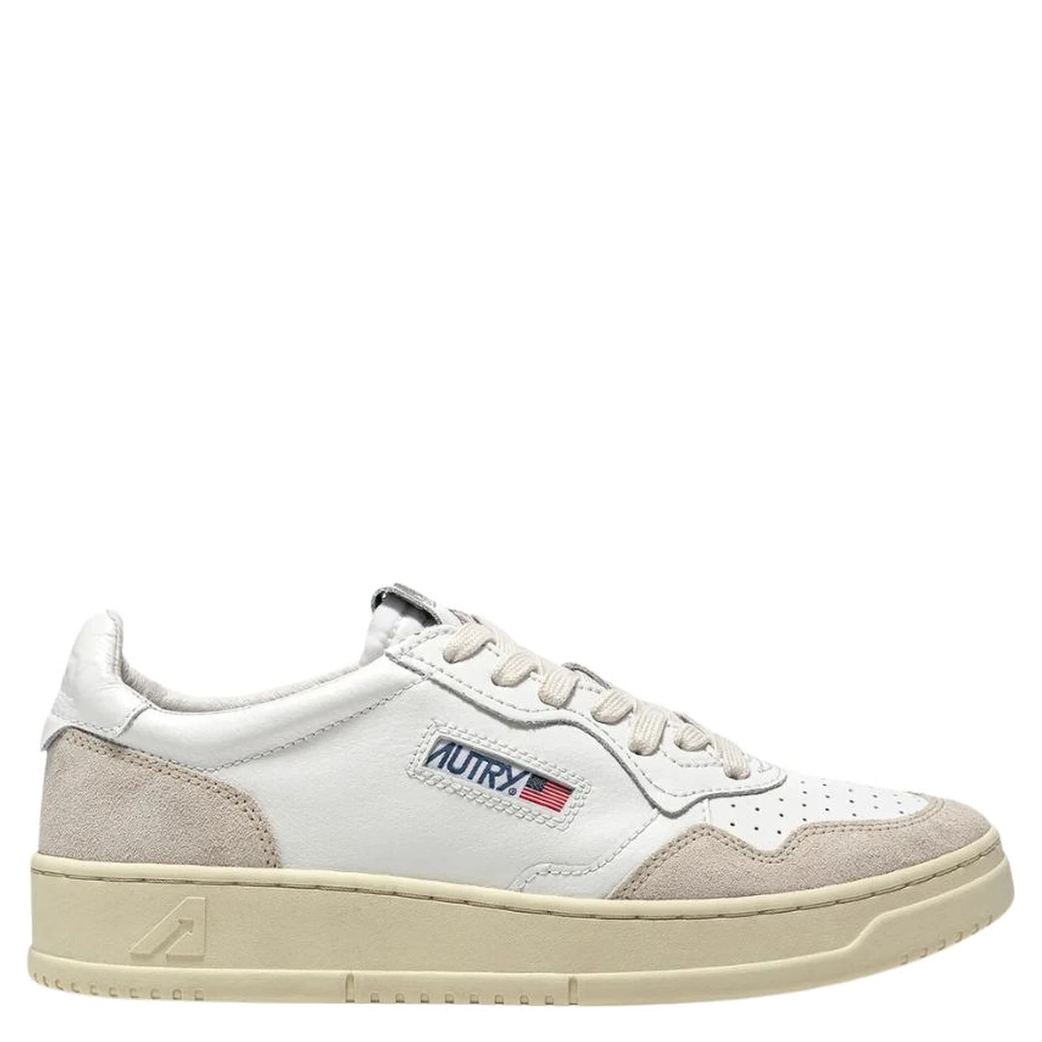 Sneakers Medalist Low In Pelle Bianca E Suede Beige