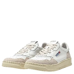 Sneakers Medalist Low In Pelle Bianca E Suede Beige