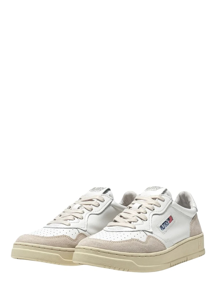 Sneakers Medalist Low In Pelle Bianca E Suede Beige