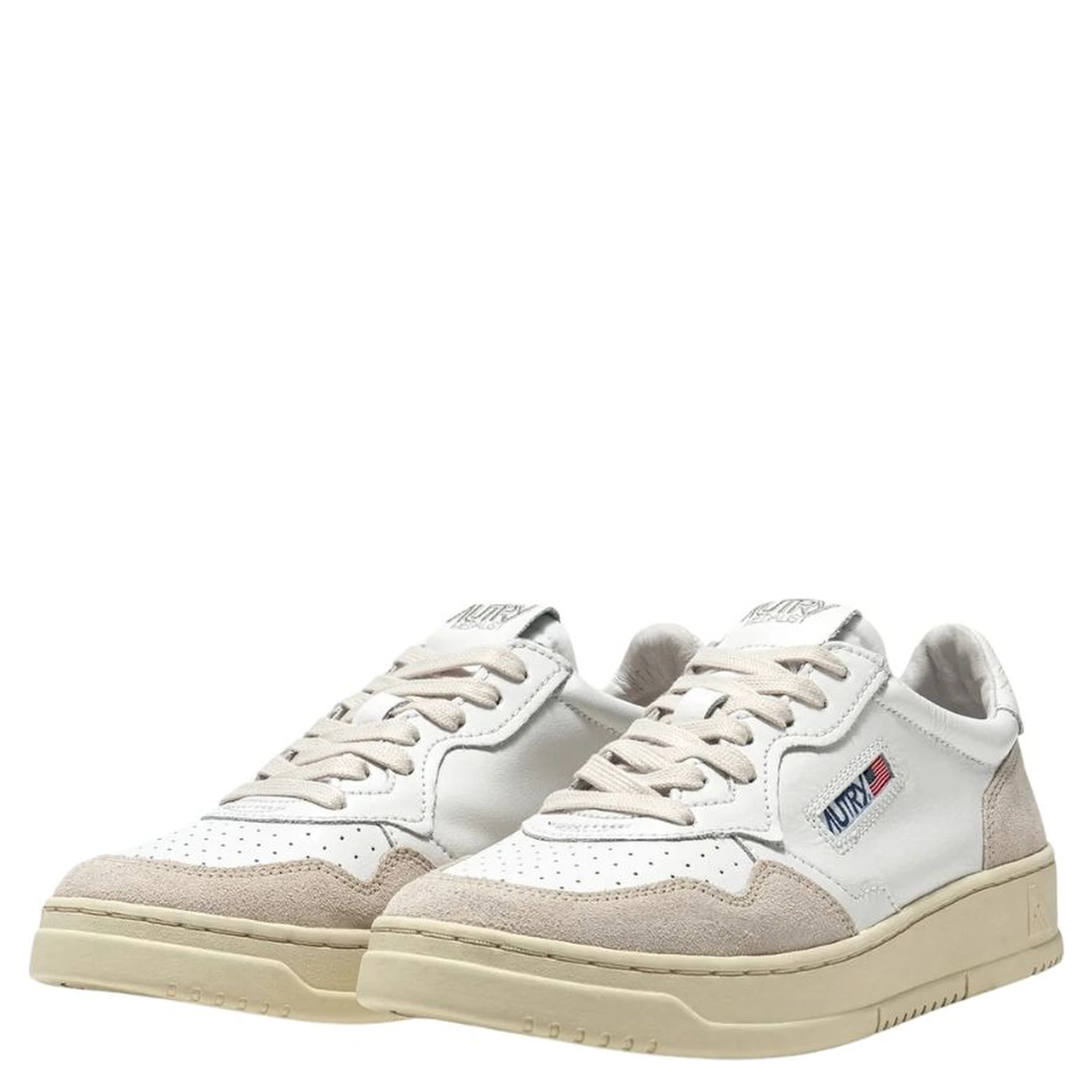 Sneakers Medalist Low In Pelle Bianca E Suede Beige