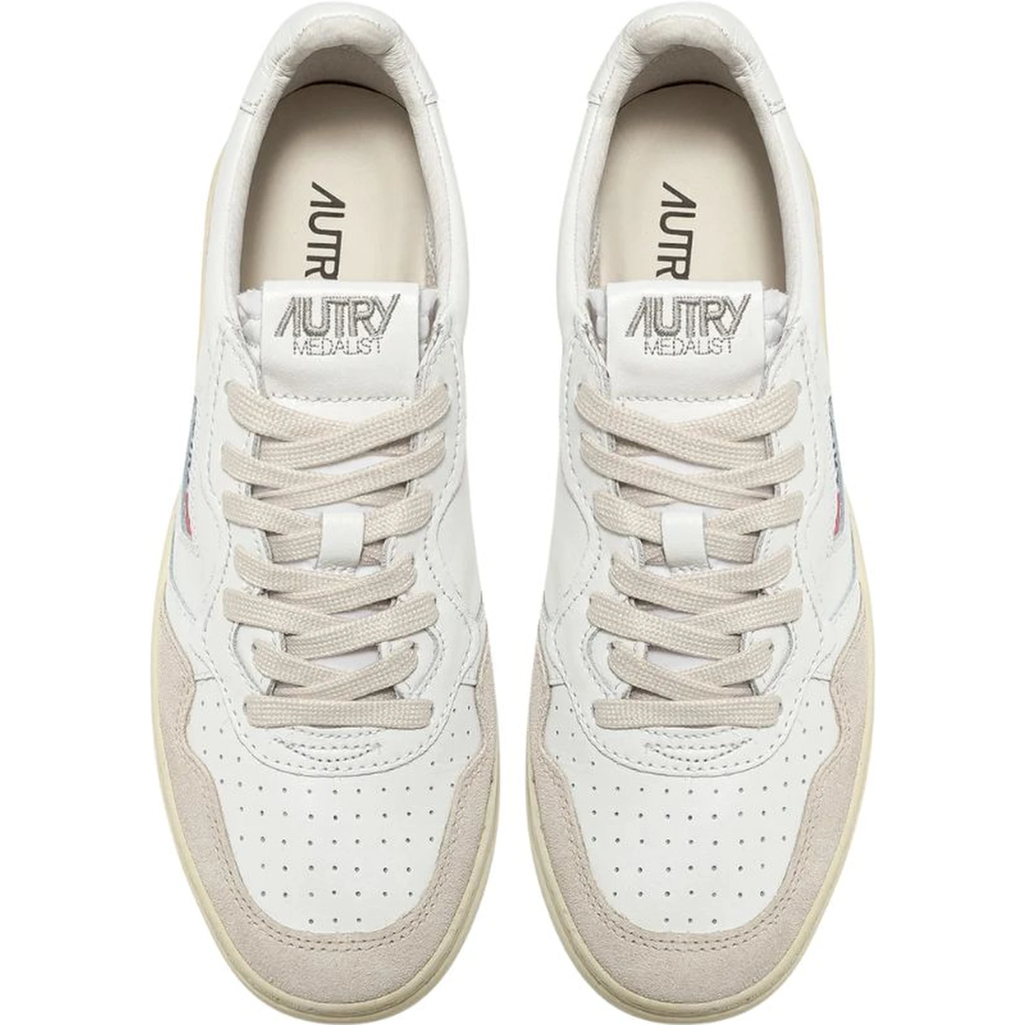 Sneakers Medalist Low In Pelle Bianca E Suede Beige