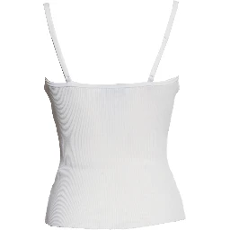 White Lace Trim Rib Knit Top