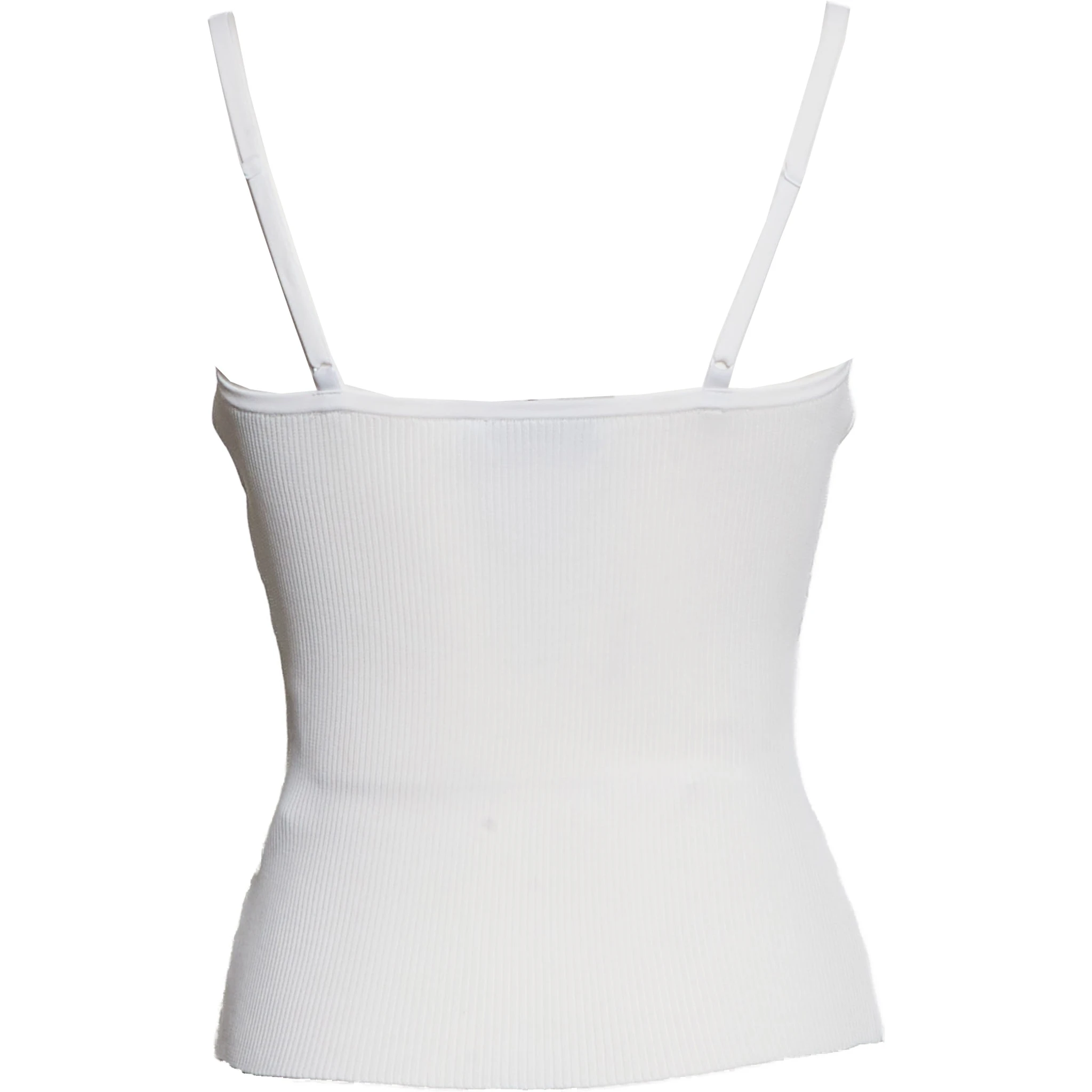 White Lace Trim Rib Knit Top