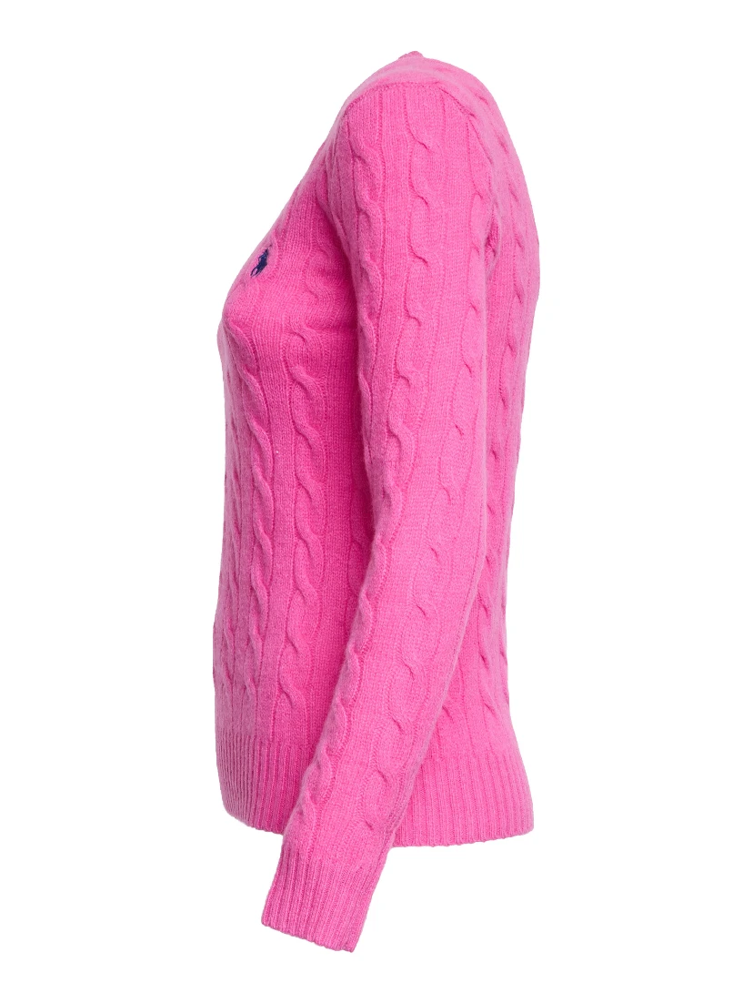 Maglia Girocollo A Trecce In Lana, Cashmere