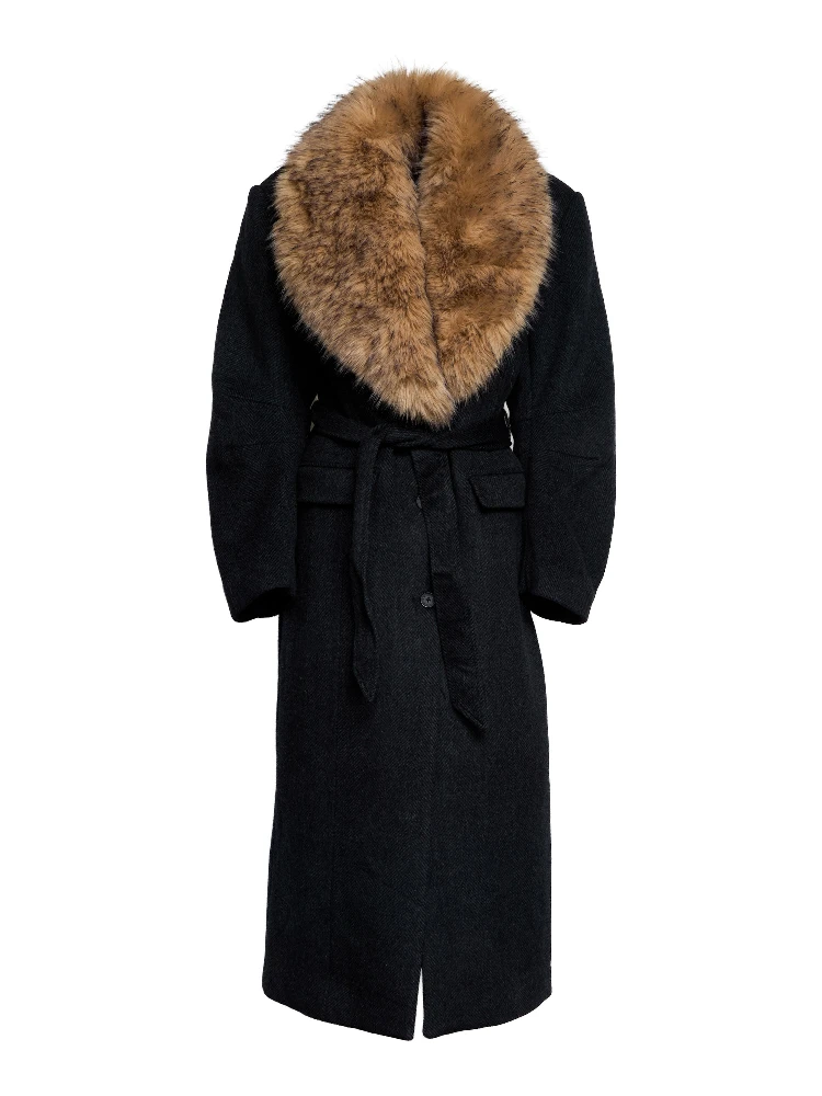 Cappotto Anatta Lungo Con Collo In Ecopelliccia