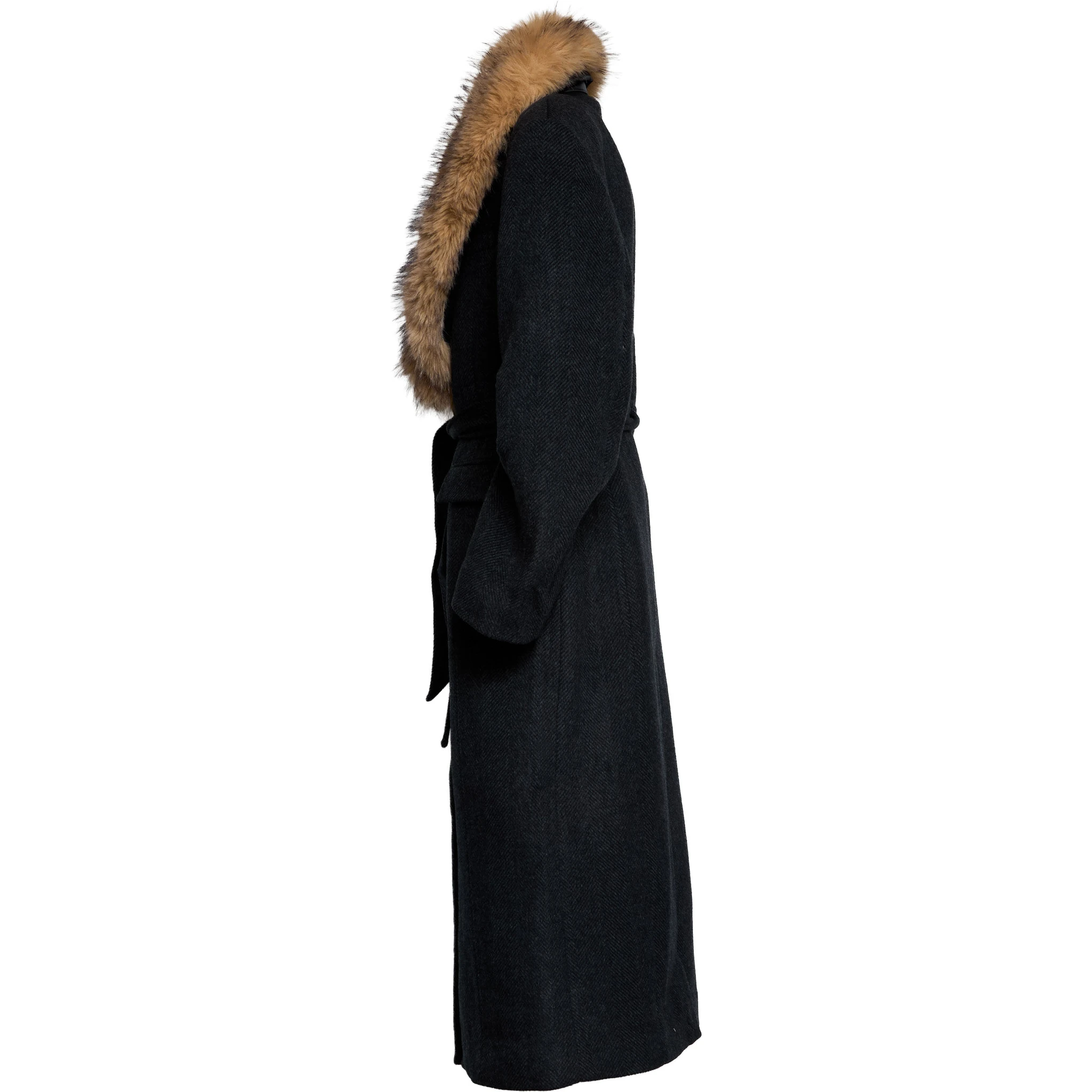 Cappotto Anatta Lungo Con Collo In Ecopelliccia