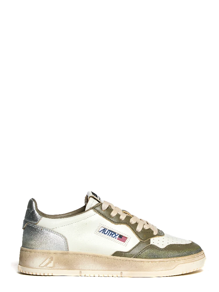 Sneakers Medalist Low Super Vintage In Pelle White Casper, Verde, SIlver