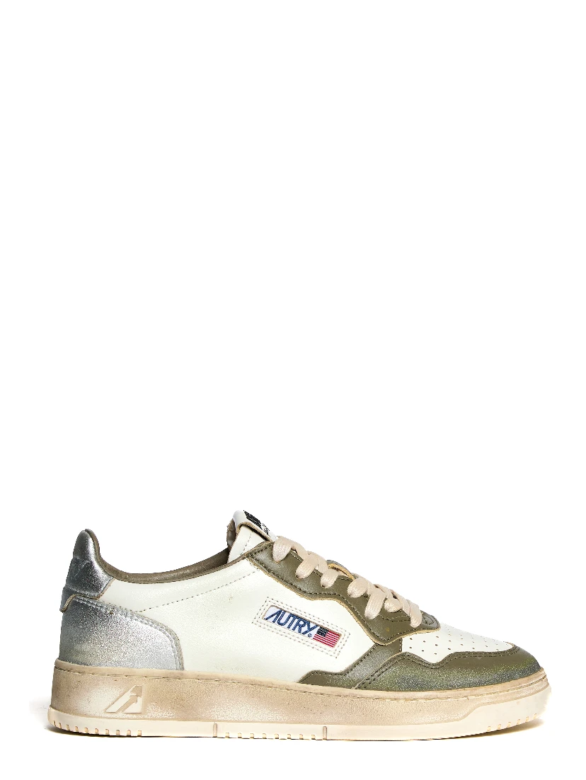 Sneakers Medalist Low Super Vintage In Pelle White Casper, Verde, SIlver