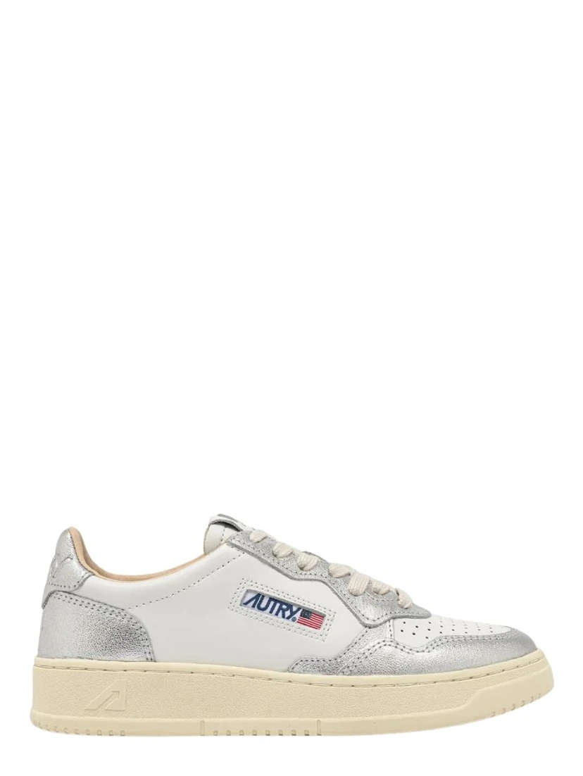 Sneakers Medalist Low Bicolor In Pelle Bianca E Metallizzata Argento