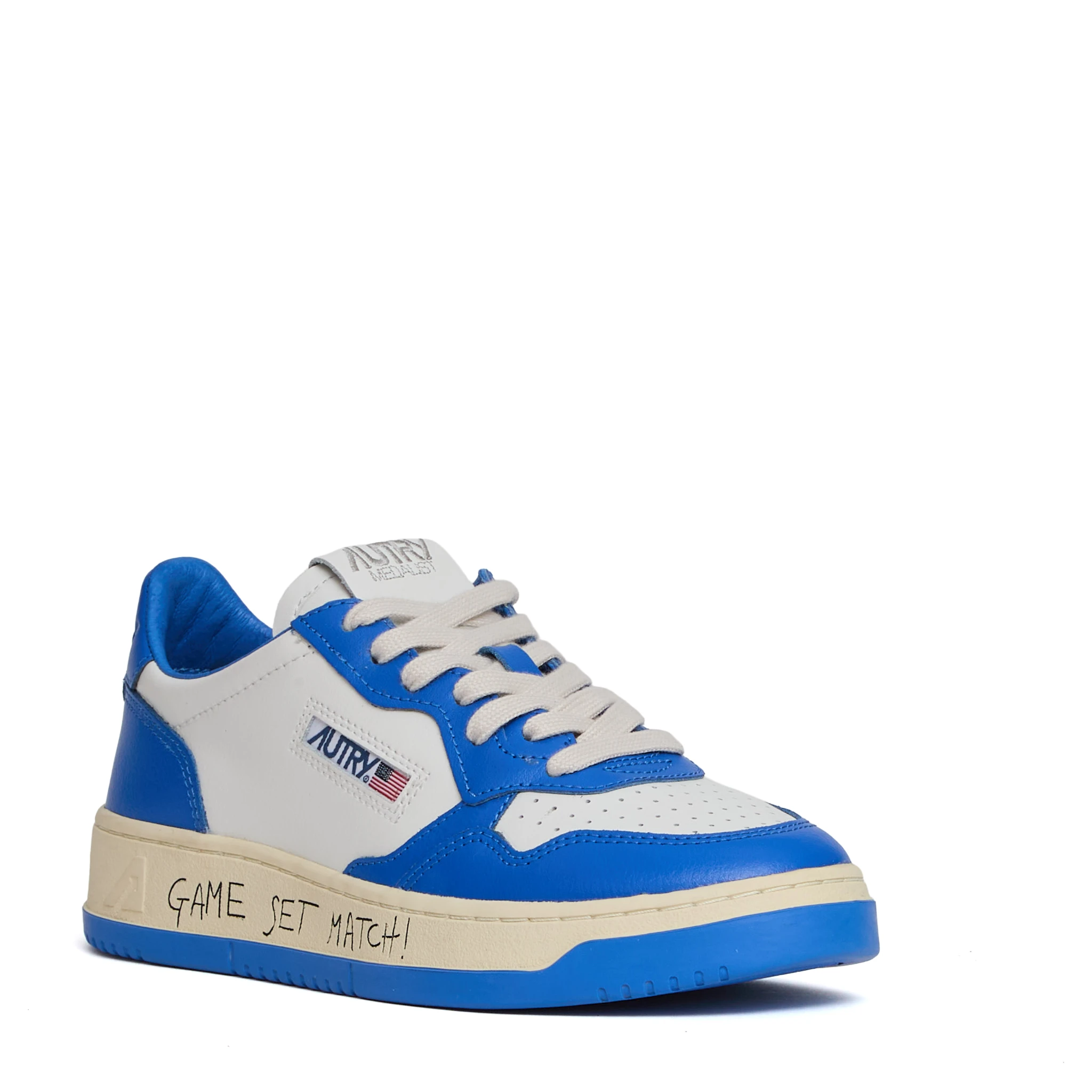 Sneakers Medalist Low Bianco, Palace Blue Con Lettering