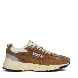 Sneakers Hyperway In Mesh E Suede Cigar, Argento