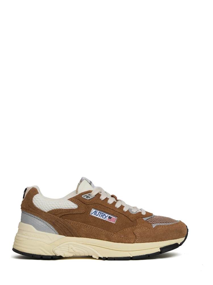 Sneakers Hyperway In Mesh E Suede Cigar, Argento