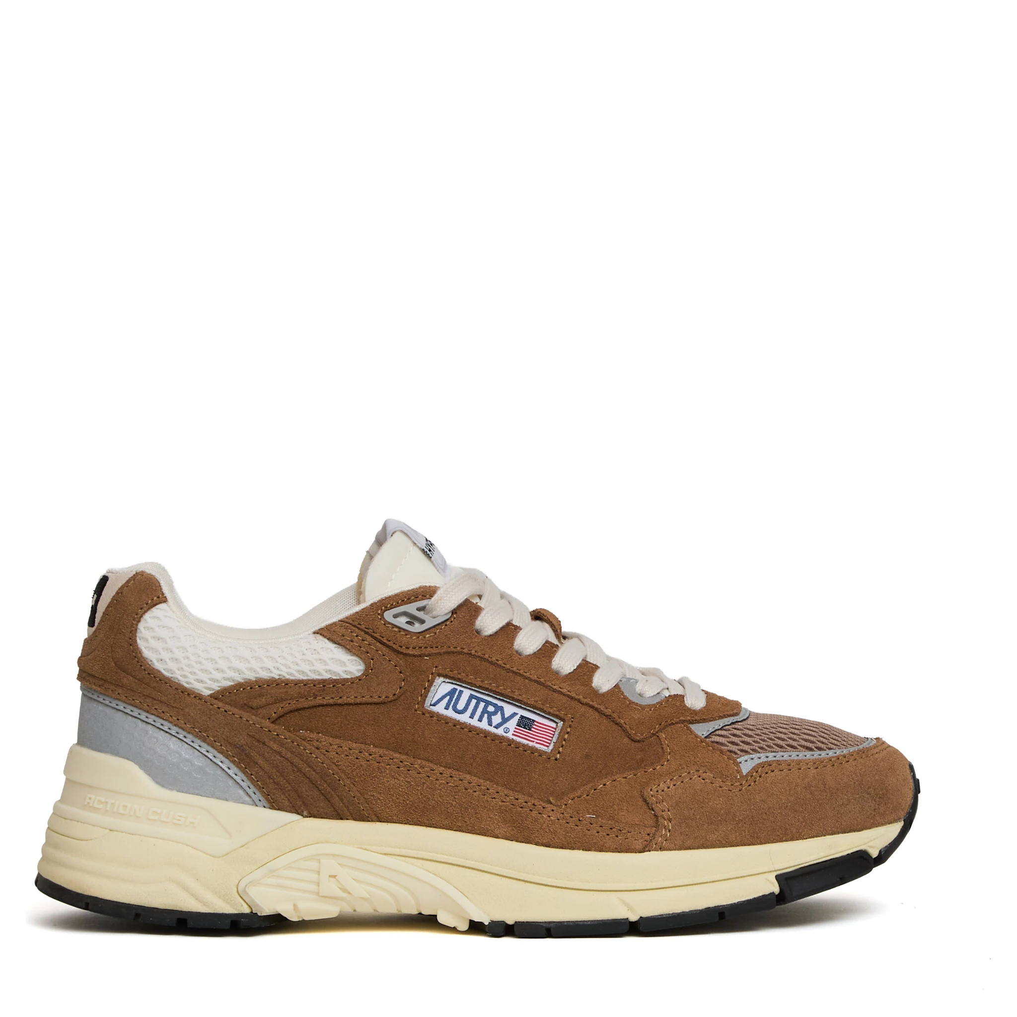 Sneakers Hyperway In Mesh E Suede Cigar, Argento