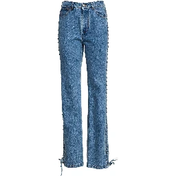 Jeans Rotta A Gamba Dritta Con Lacci