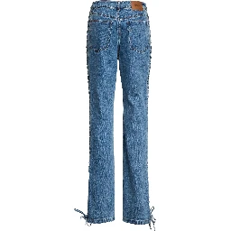 Jeans Rotta A Gamba Dritta Con Lacci