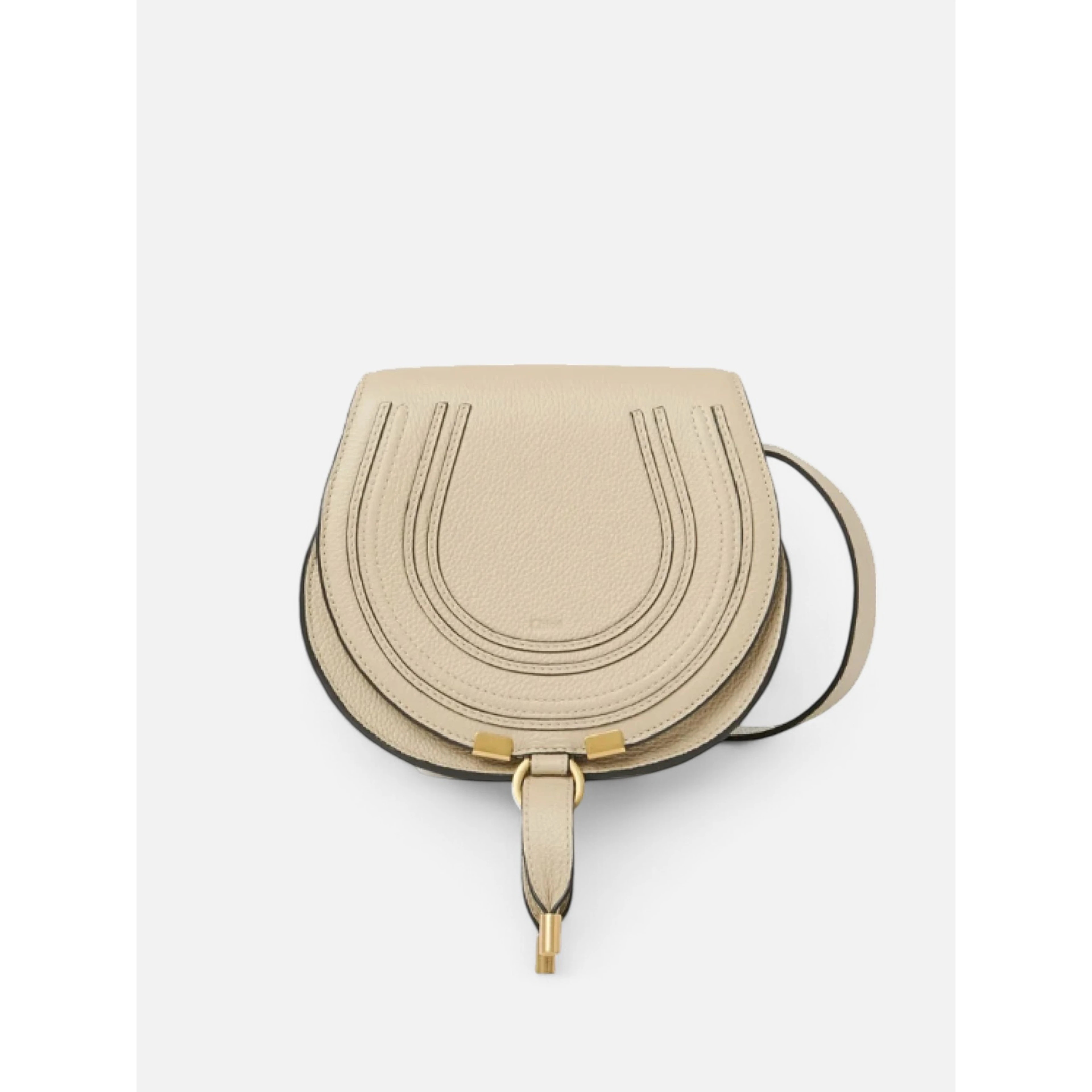 Beige Small Marcie Saddle Bag