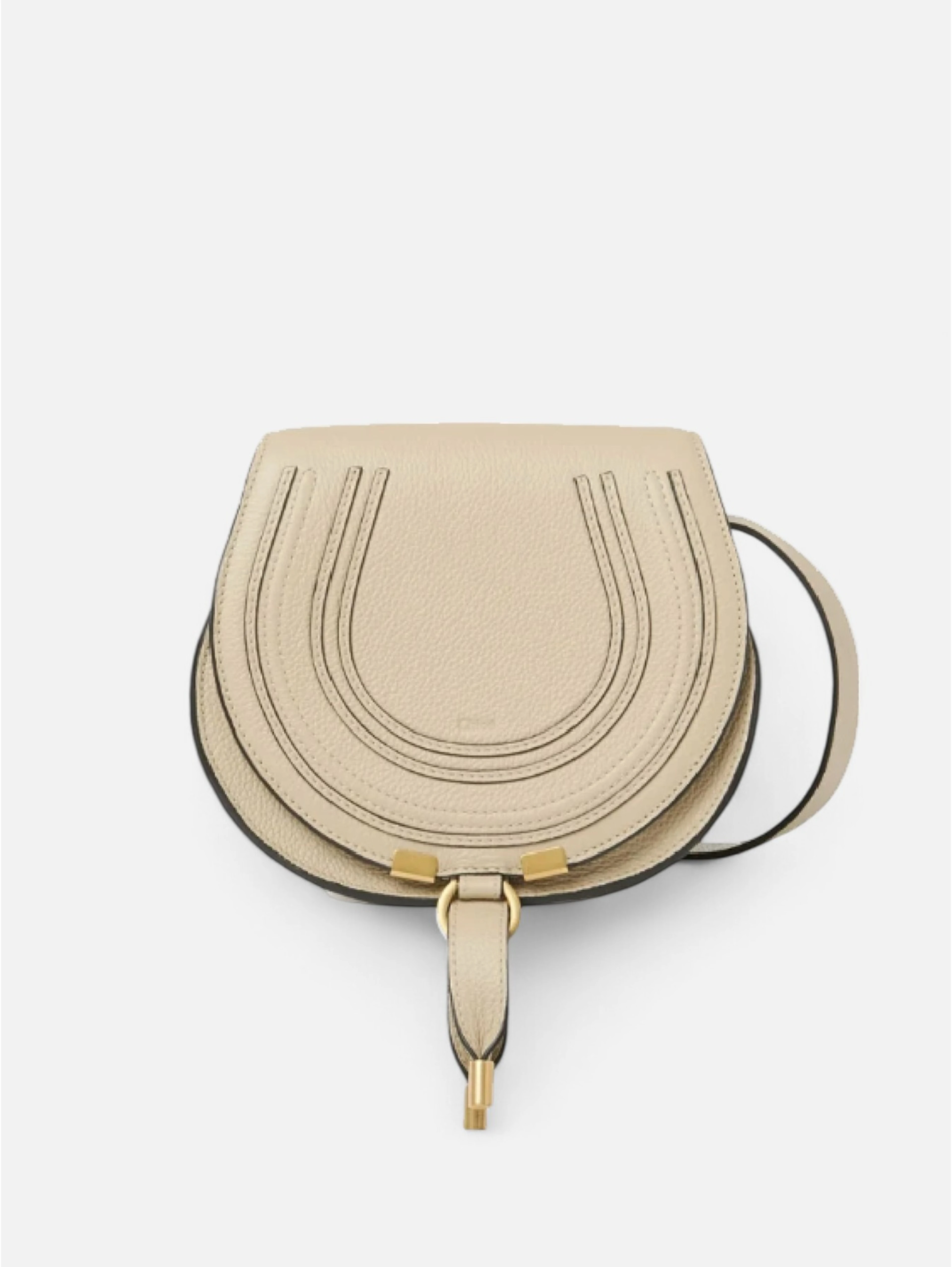Beige Small Marcie Saddle Bag