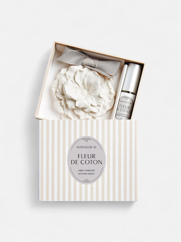 MATHILDE M set - decorative figure and perfume concentrate spray 4 ml - Fleur de Coton